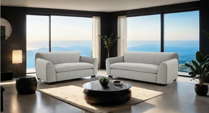 Furniture of America Severo 2pc Living Room Set in Light Gray