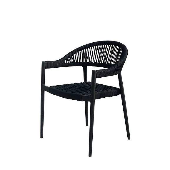 DecoScape Skye Dining Arm Chair in Tex Black Frame/Black Durarope SF-3303-163-TXB-BLK