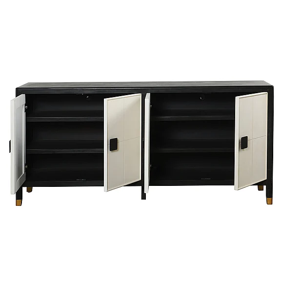 StyleCraft Satin Black & White Four Door Sideboard SF27044