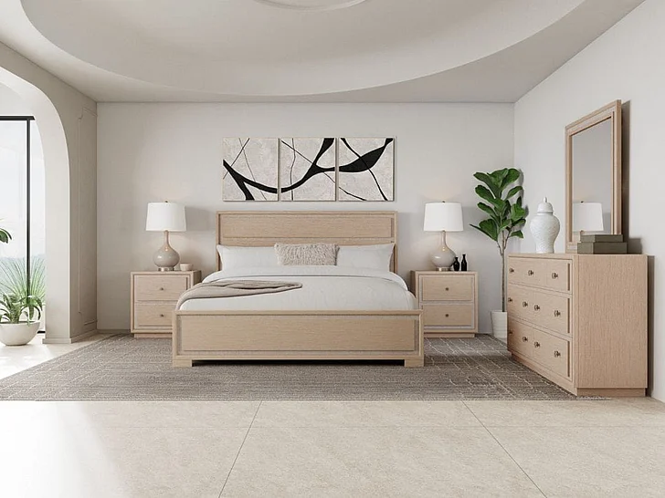Riverside Furniture Shadow Bay 2pc Panel Bedroom Set in Naturally Washed