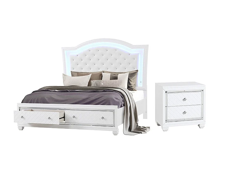 Cosmos Shiney 2pc Bedroom Set in White