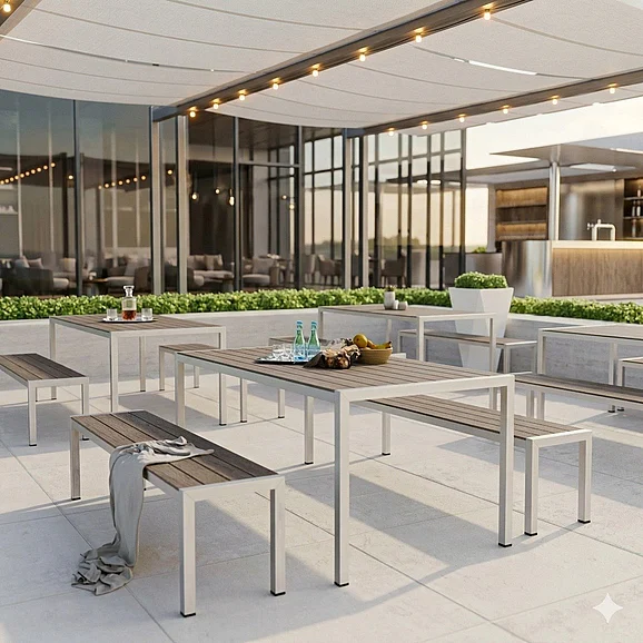 Restaurant Outdoor Dining Set - Modway Shore Outdoor Patio 3pc Dining Set in Silver Gray