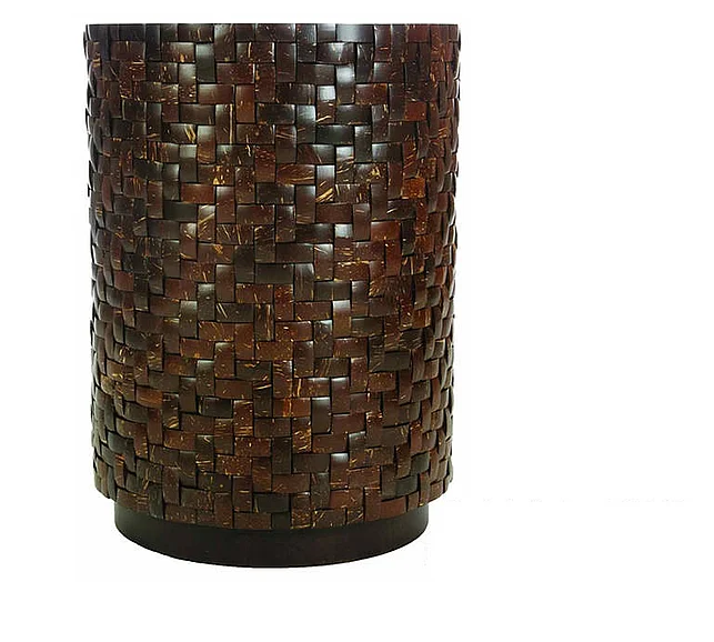 Indo Puri Block Cylinder Bali Side Table in Brown Coco