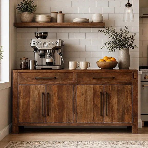 Kumu International Anna 70" Solid Wood Sideboard Buffet Dark Walnut ARH-2430