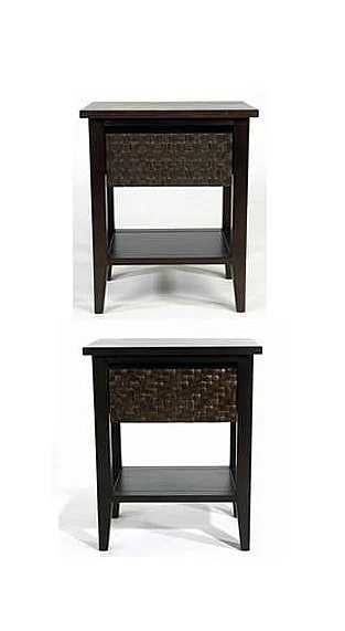 Indo Puri Chelle Cocoshell Weave Side Table in Espresso