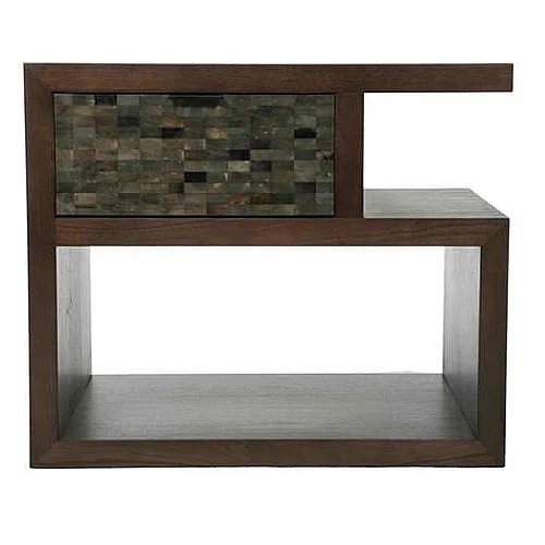 Indo Puri Duet GPS Front Bedside Table in Dark Walnut
