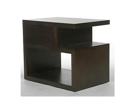 Indo Puri Duet Allwood Bedside Table in Dark Walnut