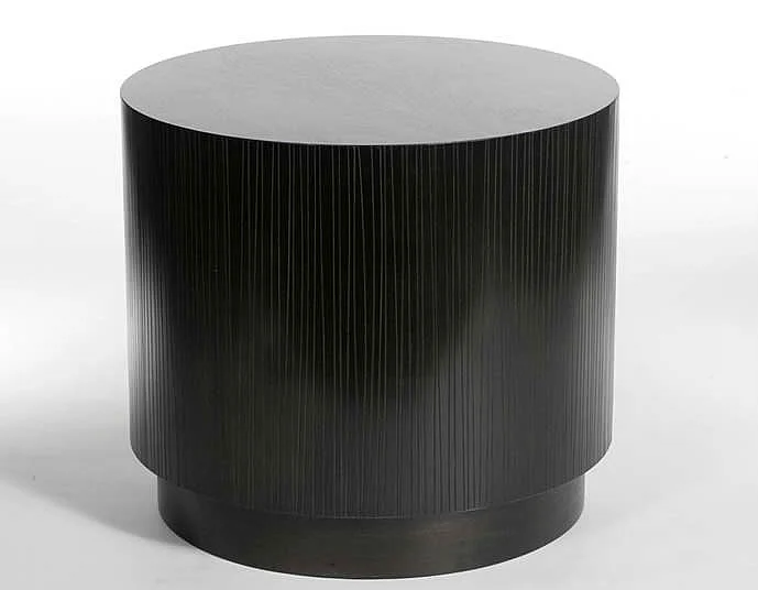 Indo Puri Garis Block Cylinder Side Table in Espresso
