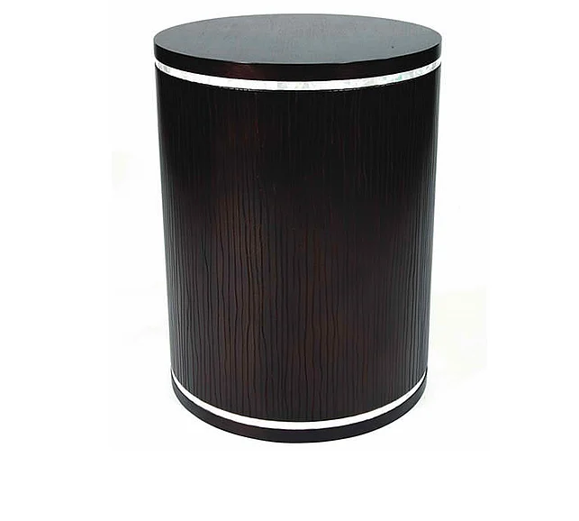 Indo Puri Garis Cylinder Side Table in Espresso