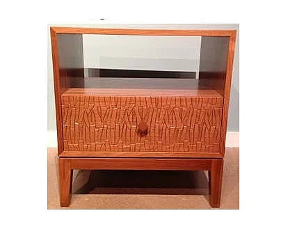 Indo Puri Kuta Carved Nightstand in Brown Teak
