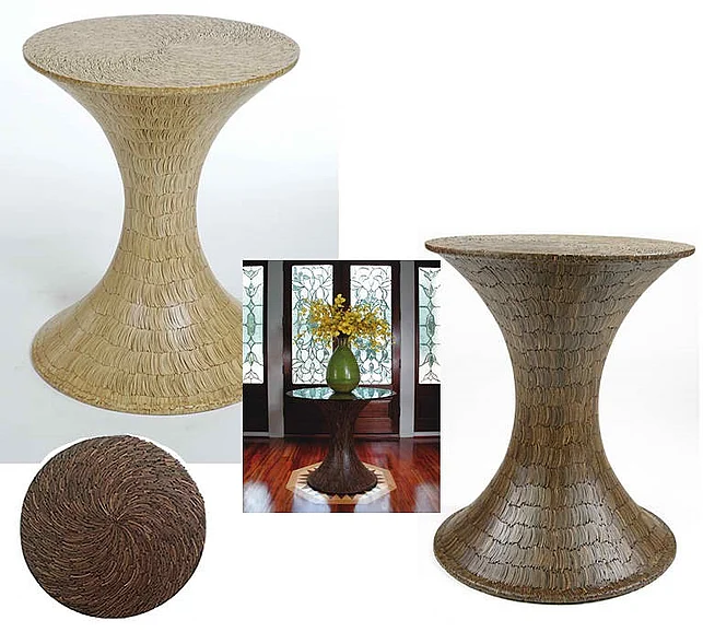 Indo Puri Lumpang Side Table in Brown Coconut
