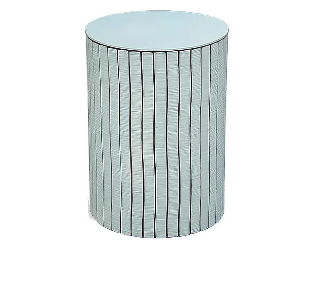 Indo Puri Lurik Cylinder Side Table in White