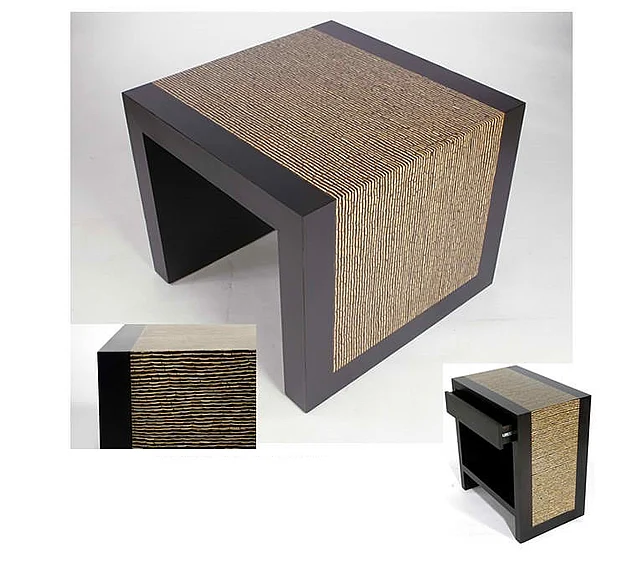 Indo Puri Metro Zebra Side Table in Espresso