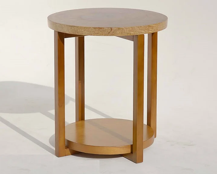 Indo Puri Noni Round Side Table in Golden Brown