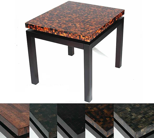 Indo Puri Nusa Cinnamon Bark Square Side Table in Espresso