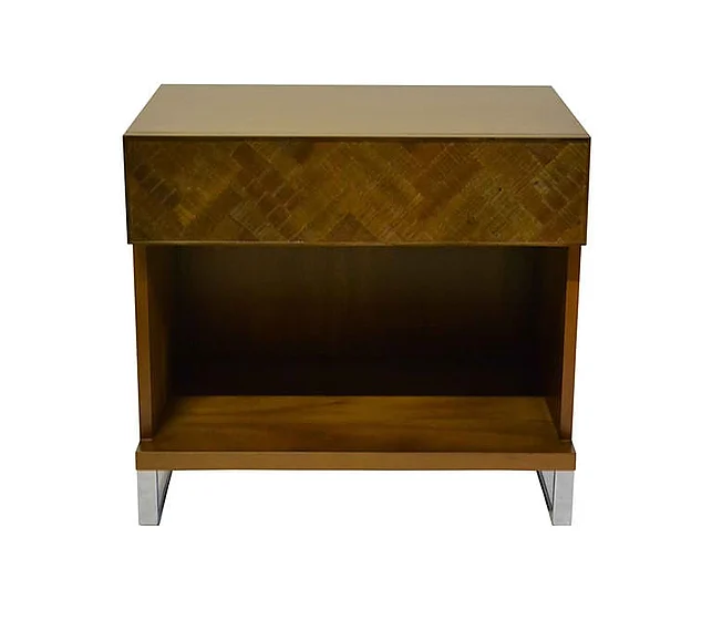 Indo Puri Papan Herringbone Nightstand in Light Brown