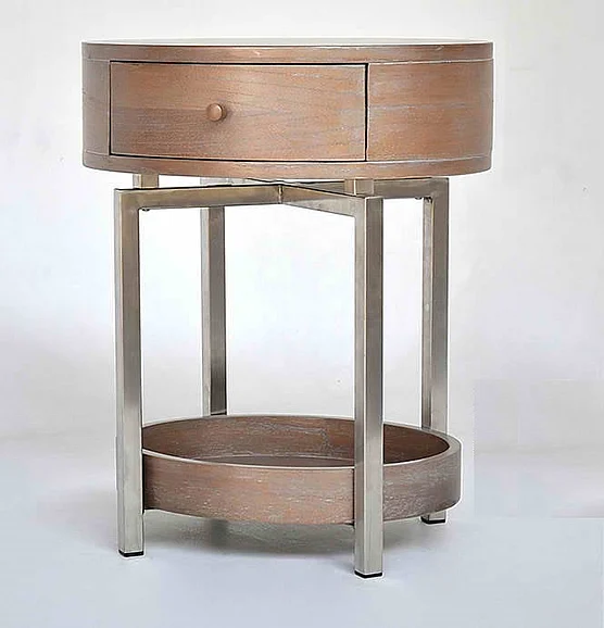 Indo Puri Polos Oval Nightstand in Saltwood