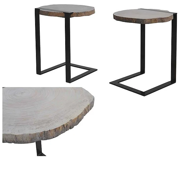 Indo Puri Prince Accent Side Table in Distressed Wood