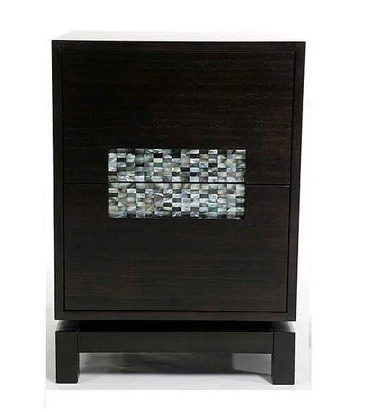 Indo Puri Pulo Penshell Nightstand in Espresso