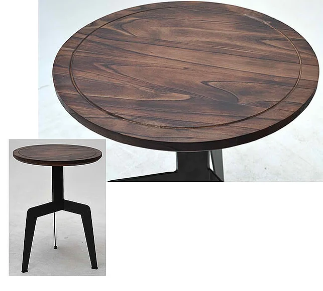 Indo Puri Tripod Side Table in Burnt Wood