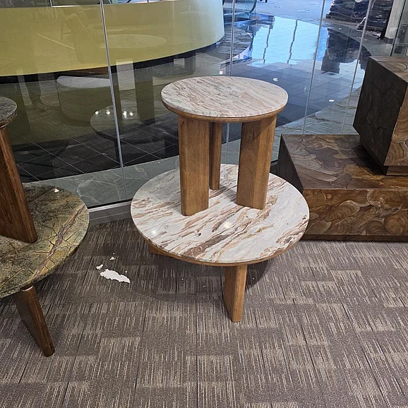 Steve Silver Sidney Toronto Brown Marble Top Round End Table SID200NRE