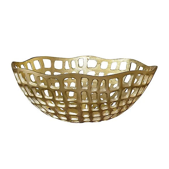 Worlds Away Decorative Bowl w/ Organic Open Design in Textured Brass Finish SIERRA