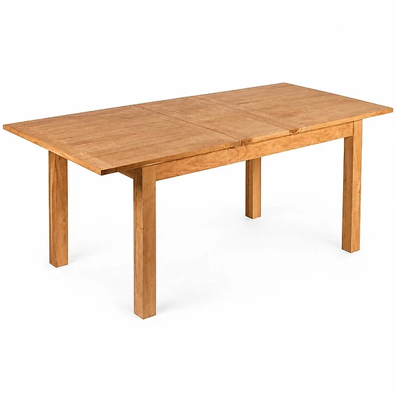 Capri 79"-95" Extendable Solid Acacia Wood Dining Table, Natural Finish, Easy Assembly