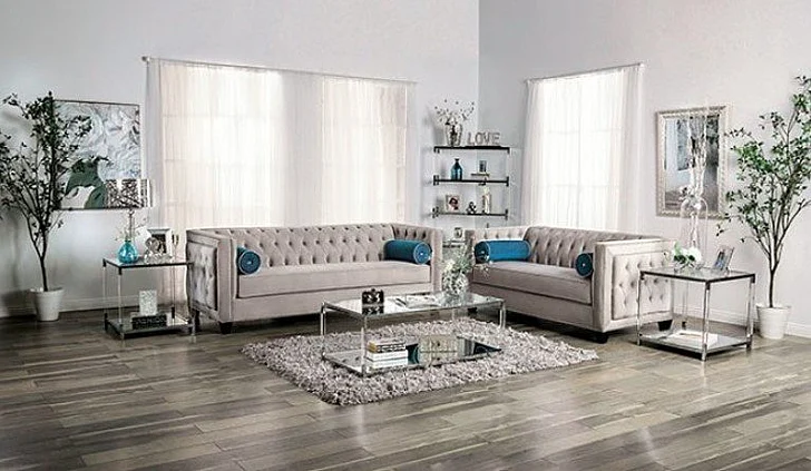 Furniture of America Silvan 2pc Living Room Set in Gray
