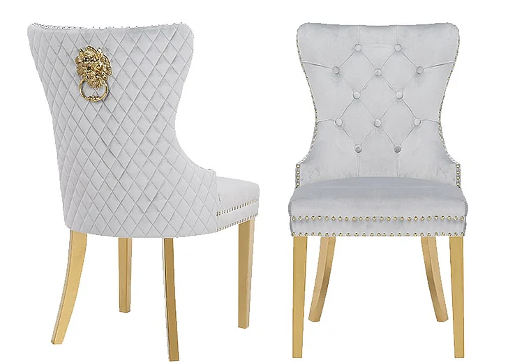Galaxy Home Simba Gold Legs Dining Chair (Set of 2) in Silver 659436316324