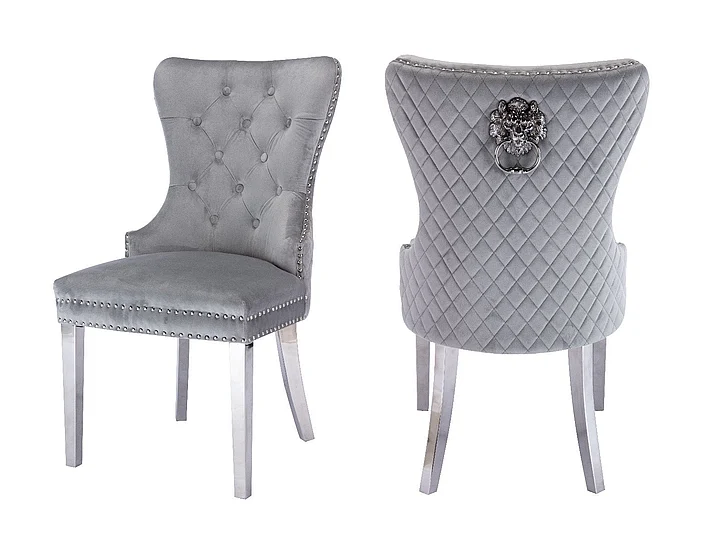 Galaxy Home Simba Stainless Steel Legs Dining Chair (Set of 2) in Silver 808857961150