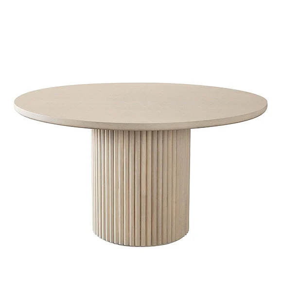 Diamond Sofa Siren 54-Inches Round Wood Dining Table with Fluted Pedestal Base in Almond SIRENTDTAL