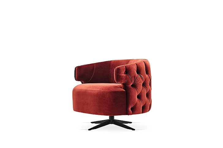 Enza Home Sirona Accent Chair - Swivel Leg - Tufted - 2109 - K1 - 12804 Brick Red - Ar:210 01455411