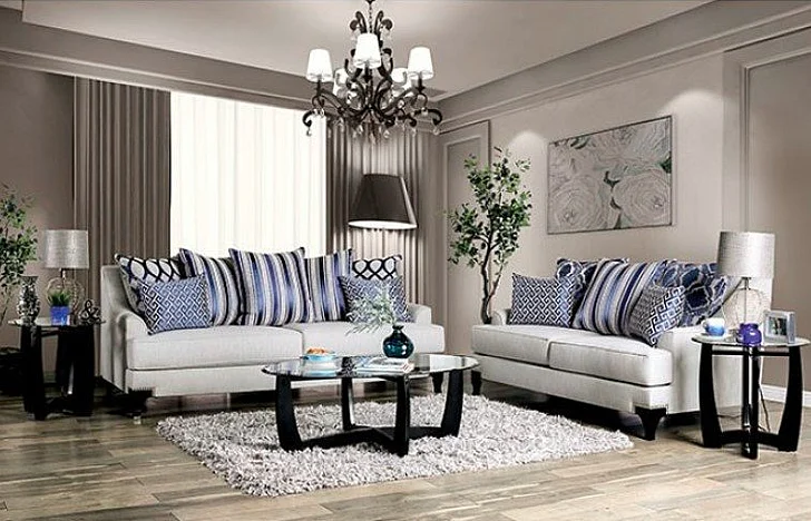 Furniture of America Sisseton 2pc Living Room Set in Light Gray