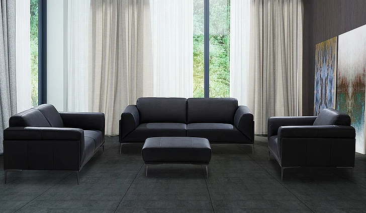 J&M Furniture Knight Sofa Set in Black SKU18249