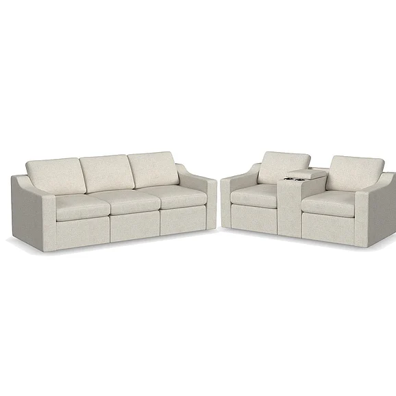 Linon Furniture Sky 2pc Slope Sofa Living Room Set in Natural