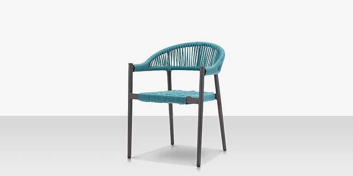 DecoScape Skye Dining Arm Chair in Tex Gray Frame/Teal Durarope SF-3303-163-TXG-TGR