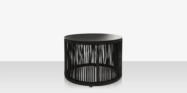 DecoScape Skye Round Side Table in Tex Black Frame/Black Durarope SF-3303-322-TXB-BLK