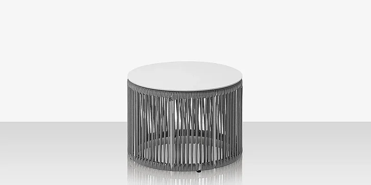 DecoScape Skye Round Side Table in Kessler Silver/Gray Durarope SF-3303-322-KES-GRY