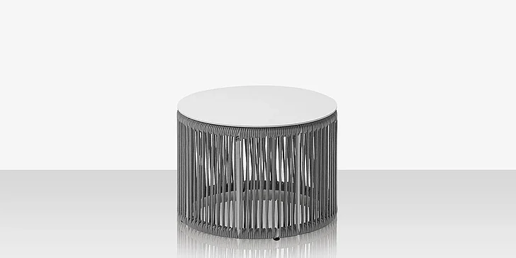 DecoScape Skye Round Side Table in Tex White Frame/Gray Durarope SF-3303-322-TXW-GRY