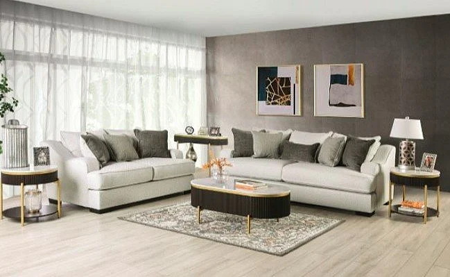 Furniture of America Skyline 2pc Living Room Set in Pewter/Gray