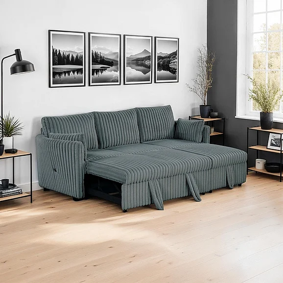 Furniture of America Denholme Sofa w/ Pull Out in Dark Gray SL64002DG-SF-PK