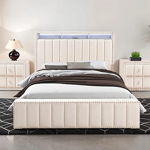 Furniture of America Farese Full Bed in Beige SL7001BG-F-BED