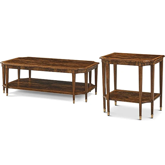 Theodore Alexander Sloane 2pc Occasional Living Room Set in Edwardian Brown
