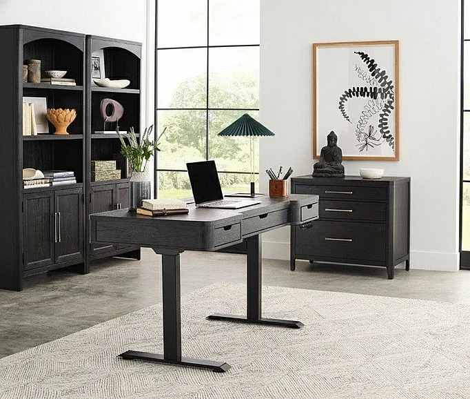 Aspenhome Sloane 2pc Adjustable Lift Top Desk Office Set in Mink