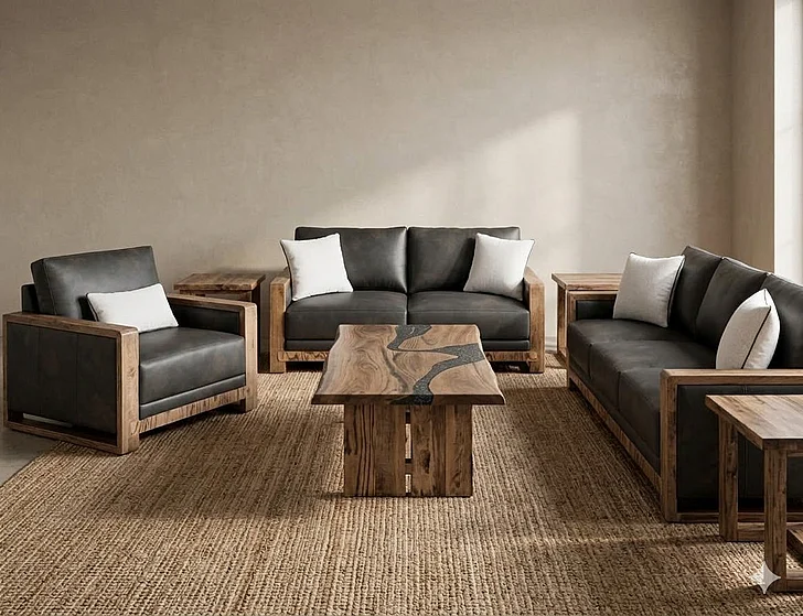 IFD Ancora 2pc Living Room Set in Brown