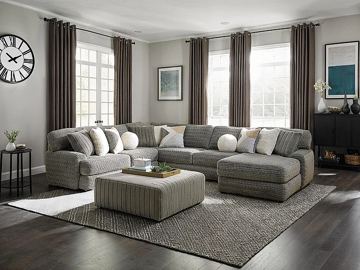 Furniture of America Elmhurst U-shaped Sectional in Charcoal SM5106-SECT