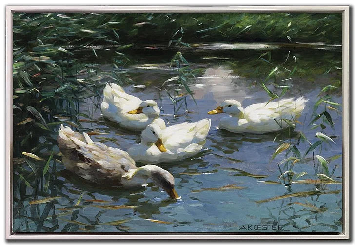 Streamline Art Four Ducks in the Pond E893596