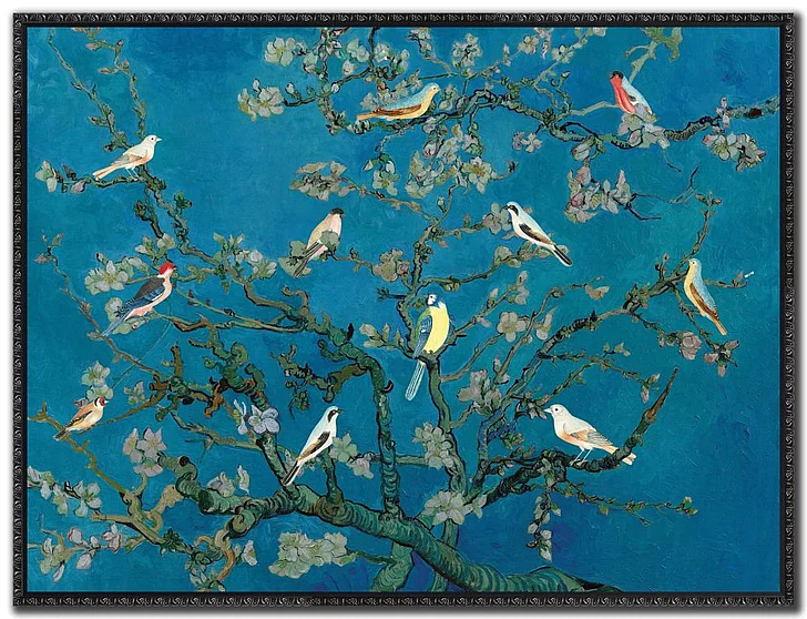 Streamline Art Birds In the Almond Blossom E893794