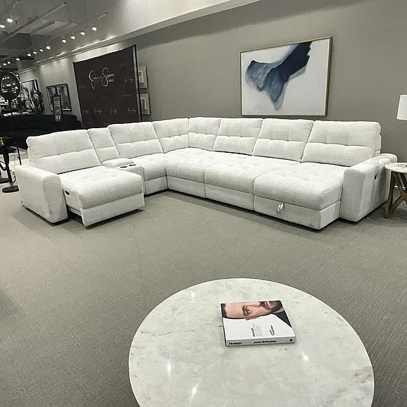 Steve Silver Snyder 6pc Leather Power Sectional in White