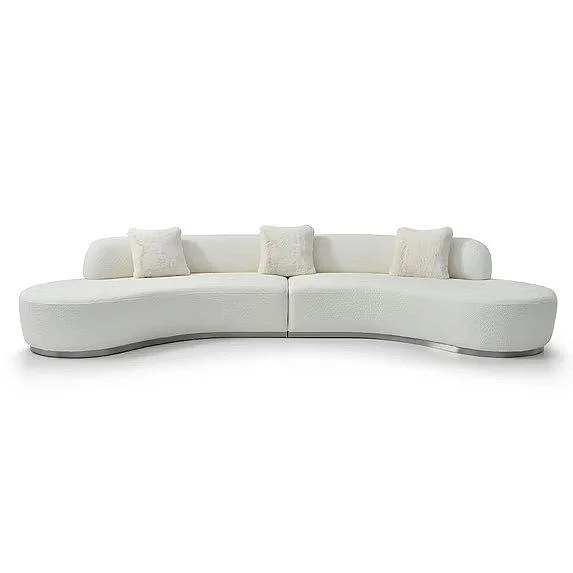 Whiteline Modern Perla Curved Sofa in White SO2009F-WHT
